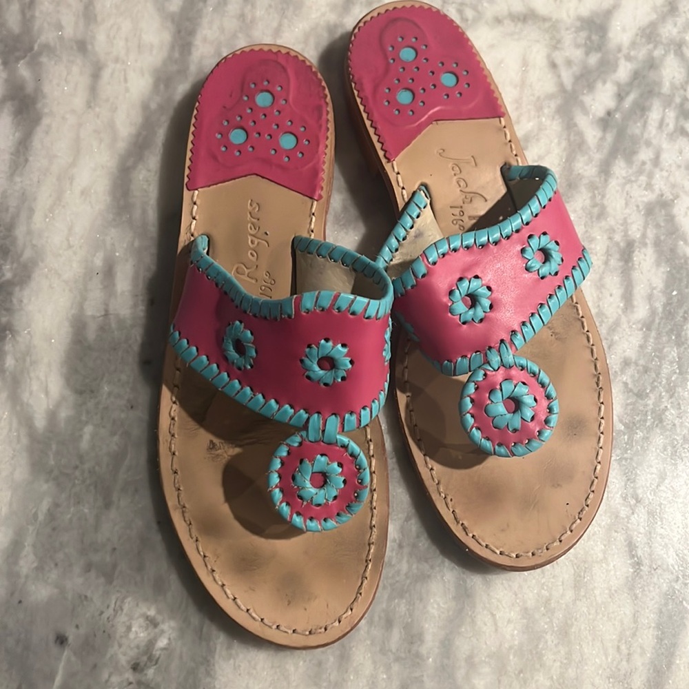 Pink and aqua Jack Rogers